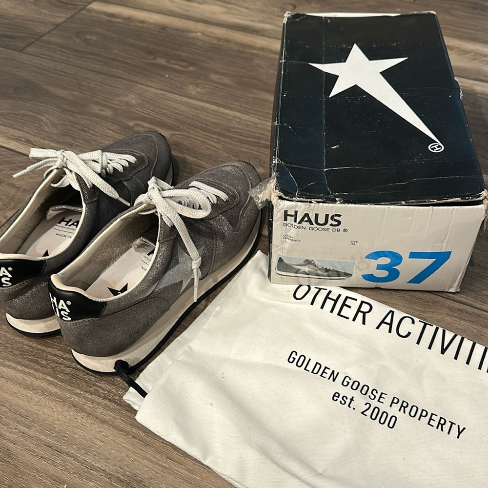 RARE Golden Goose Deluxe Brand HAUS Silver Sneaker US 7 with box and dustbag
